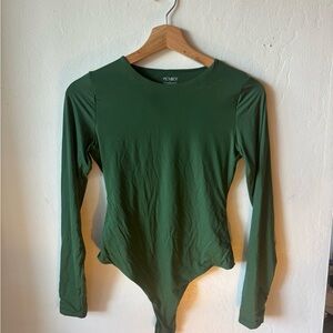 Plumiey Women's Forest Green Long Sleeve Bodysuit